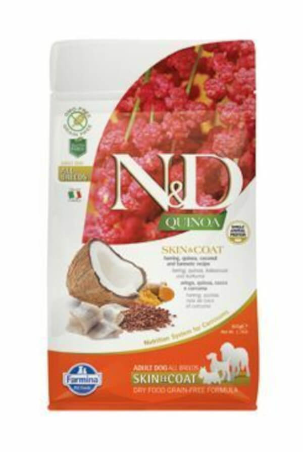 N&D Dog Quinoa Skin&coat kacsa&kókusz adult mini 800g N&D Dog Quinoa Skin&coat kacsa&kókusz adult mini 800g